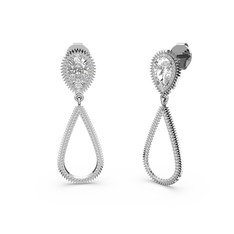 Elvin Damla Küpe - Swarovski ve beyaz zirkon 18 ayar beyaz altın küpe #p8ggap