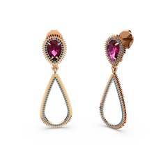 Lab safir ve rodolit garnet 18 ayar rose altın küpe