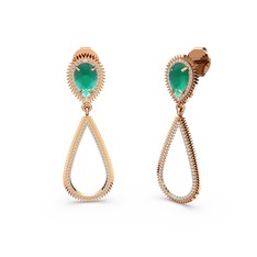 Elvin Damla Küpe - Swarovski ve kök zümrüt 8 ayar rose altın küpe #quj6zl