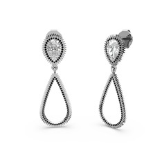 Elvin Damla Küpe - Siyah zirkon ve swarovski 18 ayar beyaz altın küpe #rn7b96