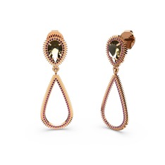 Rodolit garnet ve dumanlı kuvars 18 ayar rose altın küpe