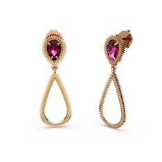 Elvin Damla Küpe - Peridot ve rodolit garnet 18 ayar rose altın küpe #ut4xx0