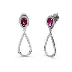 Elvin Damla Küpe - Swarovski ve rodolit garnet 14 ayar beyaz altın küpe #vubta9