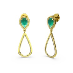 Elvin Damla Küpe - Dumanlı kuvars ve kök zümrüt 925 ayar altın kaplama gümüş küpe #w3hvnu