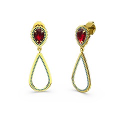 Lab safir ve garnet 14 ayar altın küpe