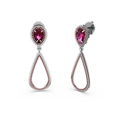 Elvin Damla Küpe - Garnet ve rodolit garnet 18 ayar beyaz altın küpe #y66rrv