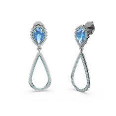 Elvin Damla Küpe - Yeşil kuvars ve akuamarin 18 ayar beyaz altın küpe #y7xhxi