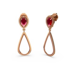 Garnet ve kök yakut 18 ayar rose altın küpe