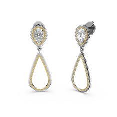 Sitrin ve swarovski 8 ayar beyaz altın küpe