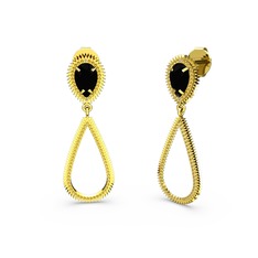 Elvin Damla Küpe - Sitrin ve siyah zirkon 14 ayar altın küpe #zwgkty