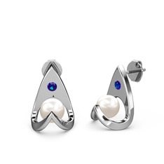 Victory İncili Küpe - Inci ve lab safir 8 ayar beyaz altın küpe #1f7ze0n