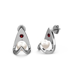 Victory İncili Küpe - Inci ve garnet 925 ayar gümüş küpe #1osuf4b