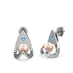 Victory İncili Küpe - Pembe inci ve akuamarin 925 ayar gümüş küpe #52w9p6