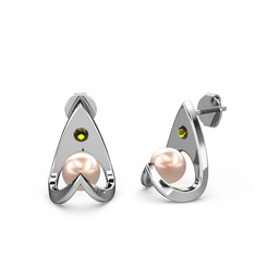 Pembe inci ve peridot 925 ayar gümüş küpe