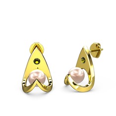 Victory İncili Küpe - Pembe inci ve peridot 925 ayar altın kaplama gümüş küpe #lar02d