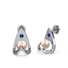 Victory İncili Küpe - Pembe inci ve lab safir 925 ayar gümüş küpe #p0evf9