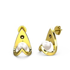 Victory İncili Küpe - Inci ve dumanlı kuvars 18 ayar altın küpe #yqfyjm