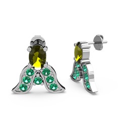 Mimallona Kelebek Küpe - Peridot ve yeşil kuvars 925 ayar gümüş küpe #10tmcud
