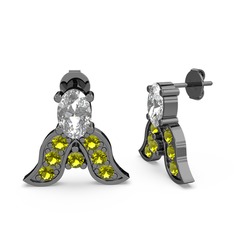 Mimallona Kelebek Küpe - Swarovski ve peridot 925 ayar siyah rodyum kaplama gümüş küpe #11sthma