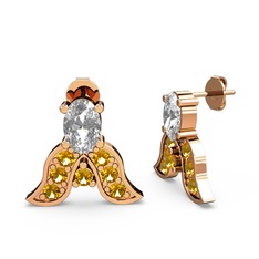 Swarovski ve sitrin 14 ayar rose altın küpe