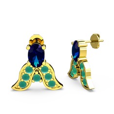 Mimallona Kelebek Küpe - Lab safir ve kök zümrüt 925 ayar altın kaplama gümüş küpe #12yc4o6