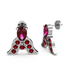 Rodolit garnet ve garnet 8 ayar beyaz altın küpe