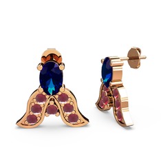 Mimallona Kelebek Küpe - Lab safir ve kök yakut 8 ayar rose altın küpe #15lwjb3