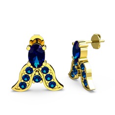 Mimallona Kelebek Küpe - Lab safir 18 ayar altın küpe #176tj7p