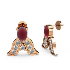 Mimallona Kelebek Küpe - Kök yakut ve swarovski 14 ayar rose altın küpe #18dhwah