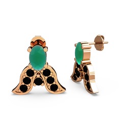 Mimallona Kelebek Küpe - Kök zümrüt ve siyah zirkon 18 ayar rose altın küpe #18qj3cl