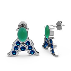 Mimallona Kelebek Küpe - Kök zümrüt ve lab safir 925 ayar gümüş küpe #1bx4nzg