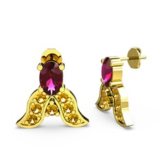 Rodolit garnet ve sitrin 8 ayar altın küpe