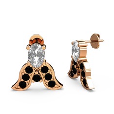 Mimallona Kelebek Küpe - Beyaz zirkon ve siyah zirkon 14 ayar rose altın küpe #1cj81ug