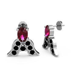 Mimallona Kelebek Küpe - Rodolit garnet ve siyah zirkon 925 ayar gümüş küpe #1dcnuyd