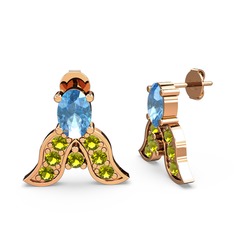 Mimallona Kelebek Küpe - Akuamarin ve peridot 18 ayar rose altın küpe #1dwqgbn