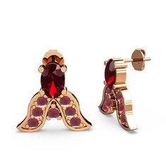 Mimallona Kelebek Küpe - Garnet ve kök yakut 14 ayar rose altın küpe #1hhnzy