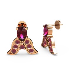 Mimallona Kelebek Küpe - Rodolit garnet ve kök yakut 925 ayar rose altın kaplama gümüş küpe #1hilwyn