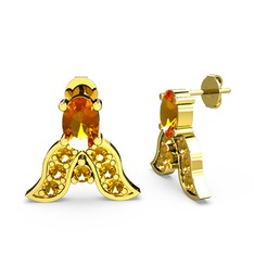 Mimallona Kelebek Küpe - Sitrin 8 ayar altın küpe #1i61hvj