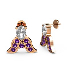 Mimallona Kelebek Küpe - Swarovski ve ametist 925 ayar rose altın kaplama gümüş küpe #1j08c7d