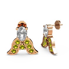 Mimallona Kelebek Küpe - Swarovski ve peridot 8 ayar rose altın küpe #1j179v3