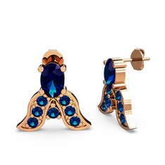 Mimallona Kelebek Küpe - Lab safir 14 ayar rose altın küpe #1lxnae