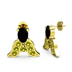Siyah zirkon ve peridot 18 ayar altın küpe