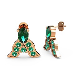 Mimallona Kelebek Küpe - Yeşil kuvars 18 ayar rose altın küpe #1ovbtn8