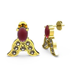 Mimallona Kelebek Küpe - Kök yakut ve dumanlı kuvars 925 ayar altın kaplama gümüş küpe #1p2xhc3