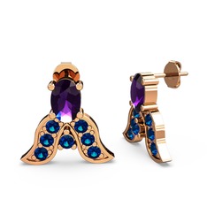 Mimallona Kelebek Küpe - Ametist ve lab safir 8 ayar rose altın küpe #1p817wv