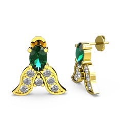 Mimallona Kelebek Küpe - Yeşil kuvars ve swarovski 8 ayar altın küpe #1pz5n3a