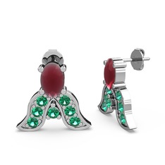 Mimallona Kelebek Küpe - Kök yakut ve yeşil kuvars 925 ayar gümüş küpe #1qpzqb3