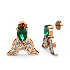 Mimallona Kelebek Küpe - Yeşil kuvars ve swarovski 18 ayar rose altın küpe #1sme53z