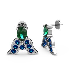 Mimallona Kelebek Küpe - Yeşil kuvars ve lab safir 925 ayar gümüş küpe #1tpp6f3