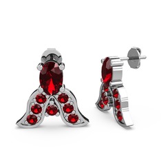 Garnet 8 ayar beyaz altın küpe